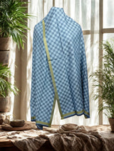 Check stole with silk border