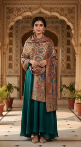 Reversible jamawar zari woven stole