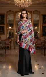Kalamkari stole with zari