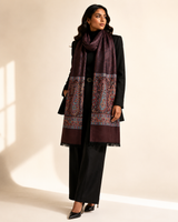 His & Her Herringbone & Reversible Zig Zag Kani Cashmere Wool Muffler & Stole Set – His Black / Her Brown