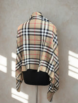 Beige brown check stole