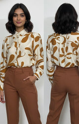 Bloom lace collar shirt - Rust and Ivory