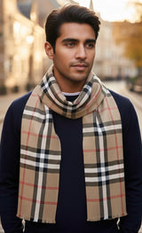 Brown beige check stole