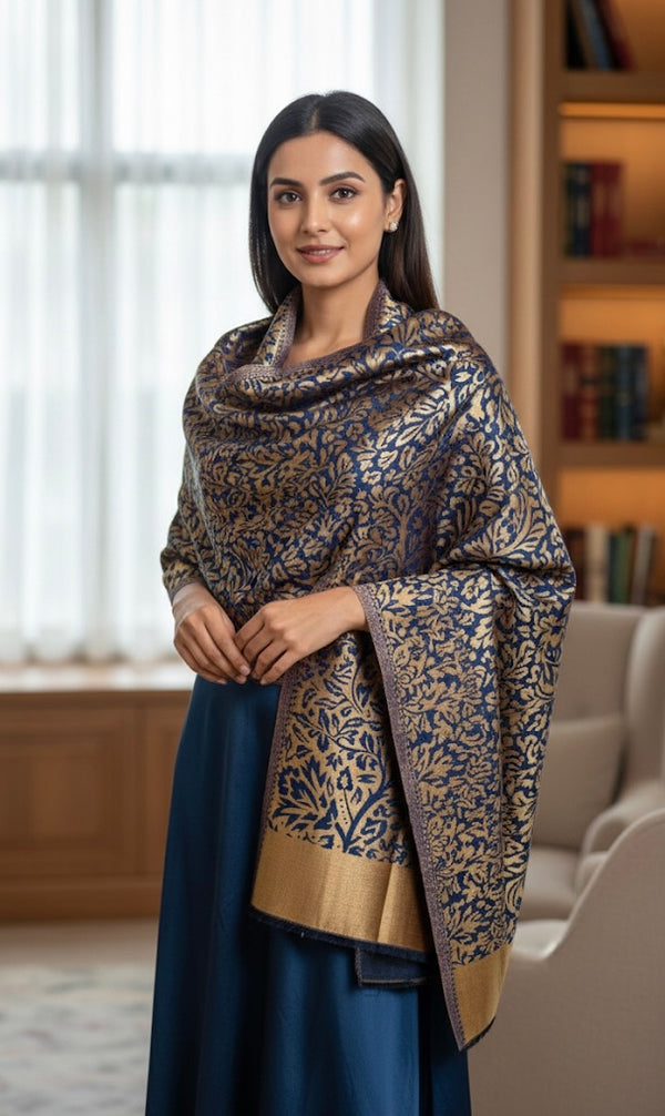 Reversible self zari stole