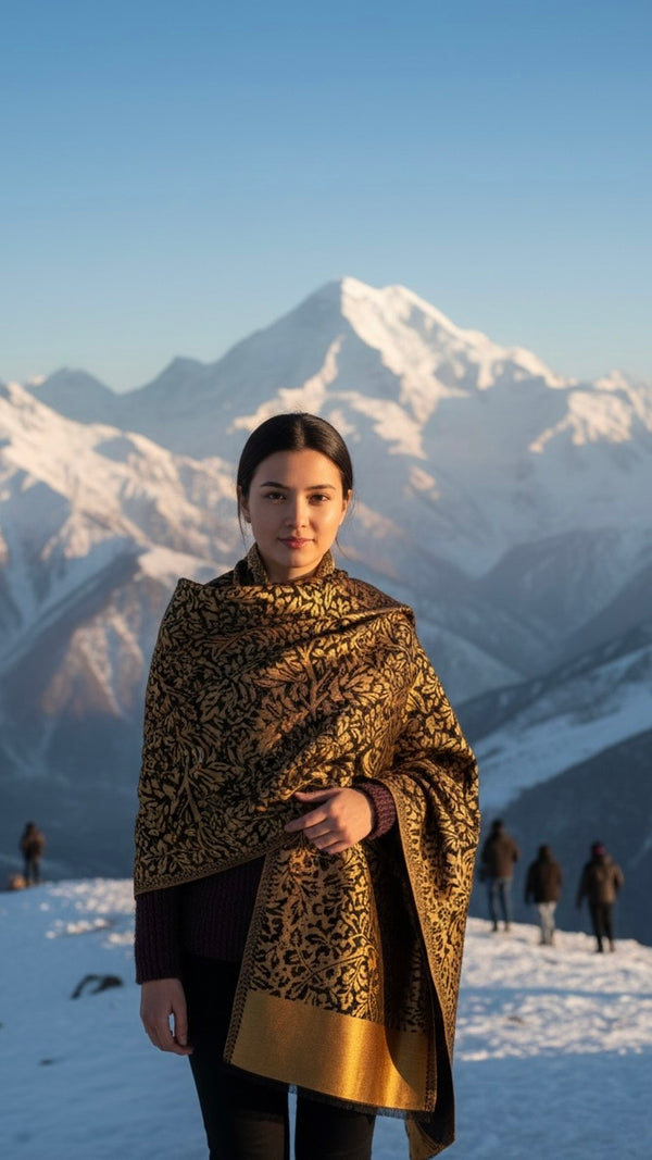 Reversible self zari stole