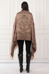Lord Ganesha Heirloom cashmere wool stole with zari