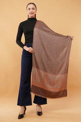 Zig zag kani border stole Cashmere wool