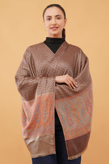Zig zag kani border stole Cashmere wool