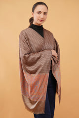 Zig zag kani border stole Cashmere wool