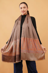 Zig zag kani border stole Cashmere wool