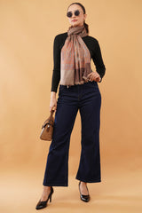 Zig zag kani border stole Cashmere wool