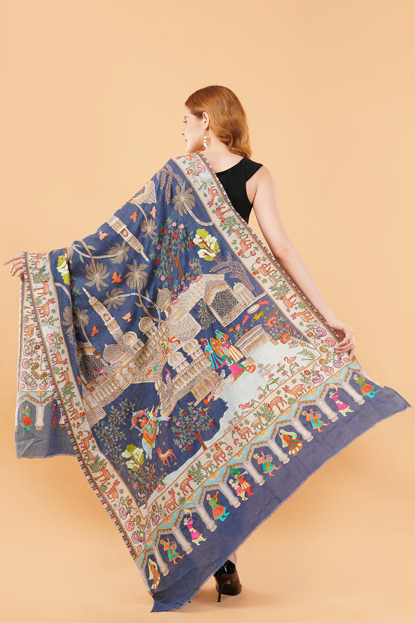 Darbaar tilla work shawl