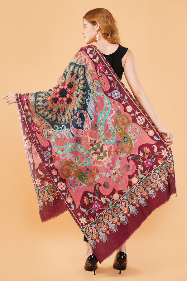 French Paisley kalamkari Zari stole