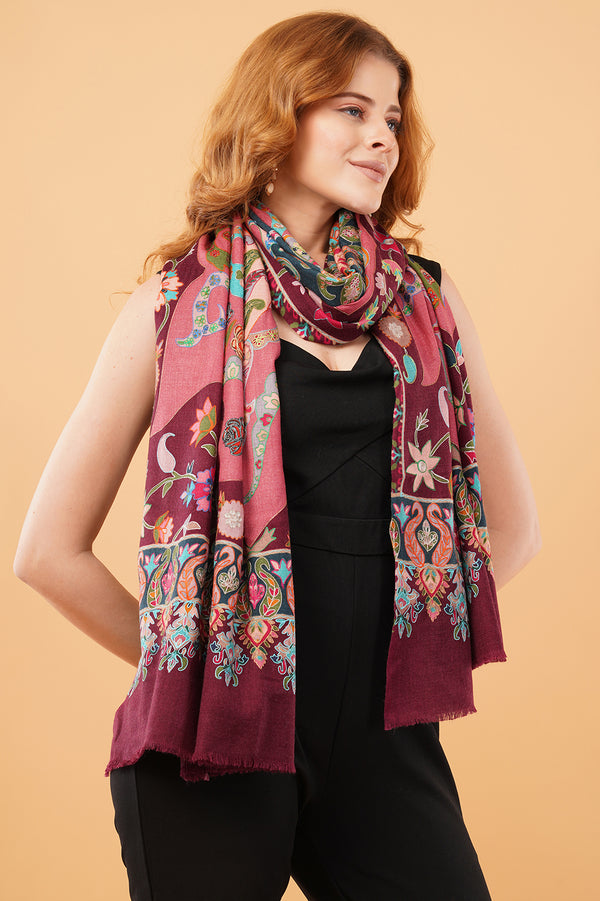 French Paisley kalamkari Zari stole