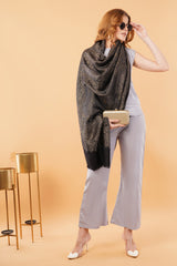 Heavy jamawar style self woven stole black