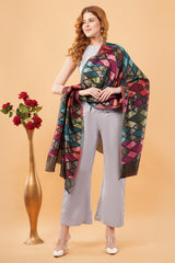 Multi-color ikat zari stole
