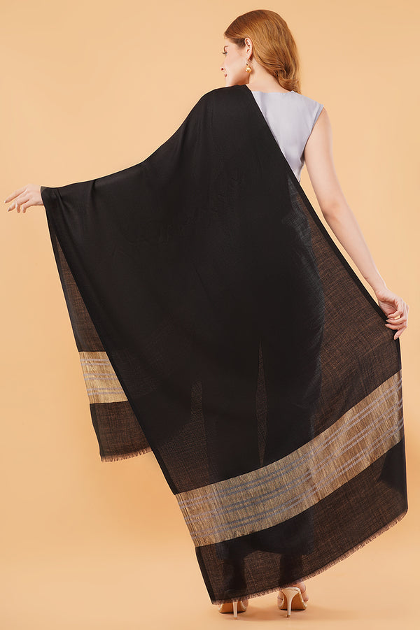 Zari border stole black