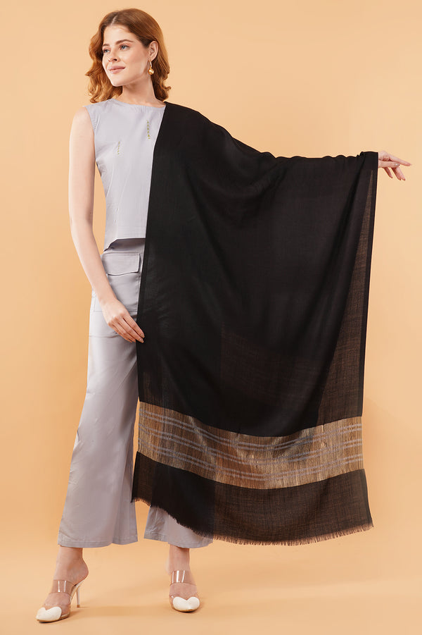 Zari border stole black