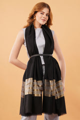 Zari border stole black