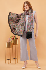 Palm art silk embroidery shawl