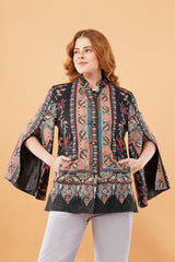 Peacock kalamkari cape