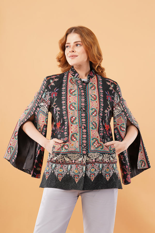Peacock kalamkari cape