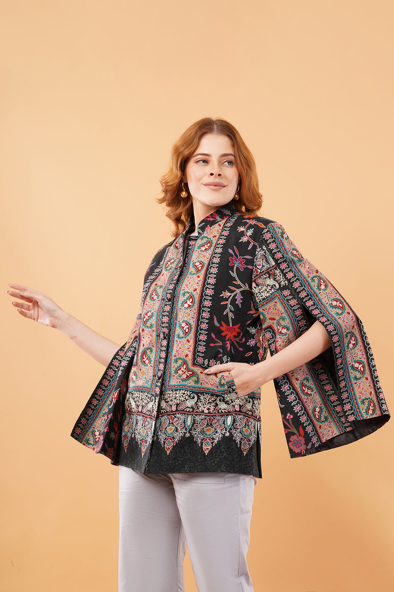 Peacock kalamkari cape