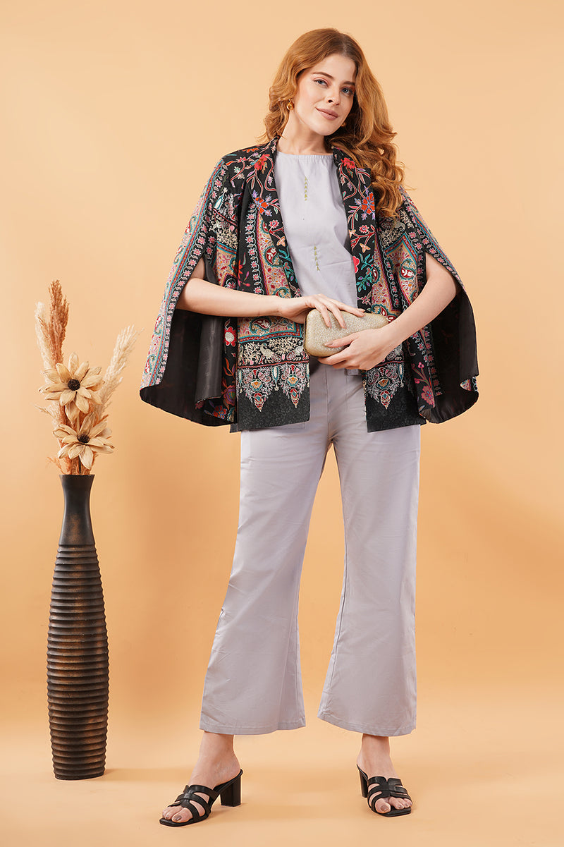 Peacock kalamkari cape