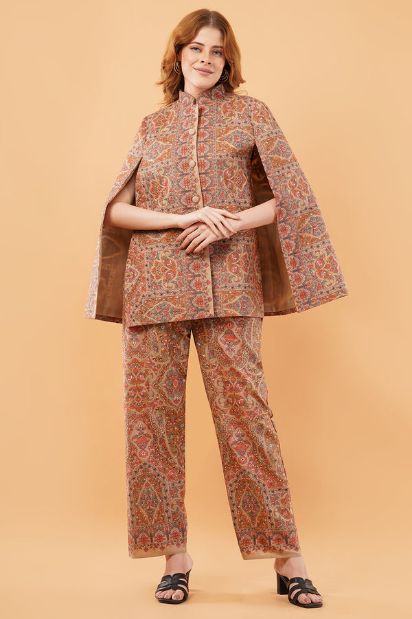Beige jamawar co-ord set