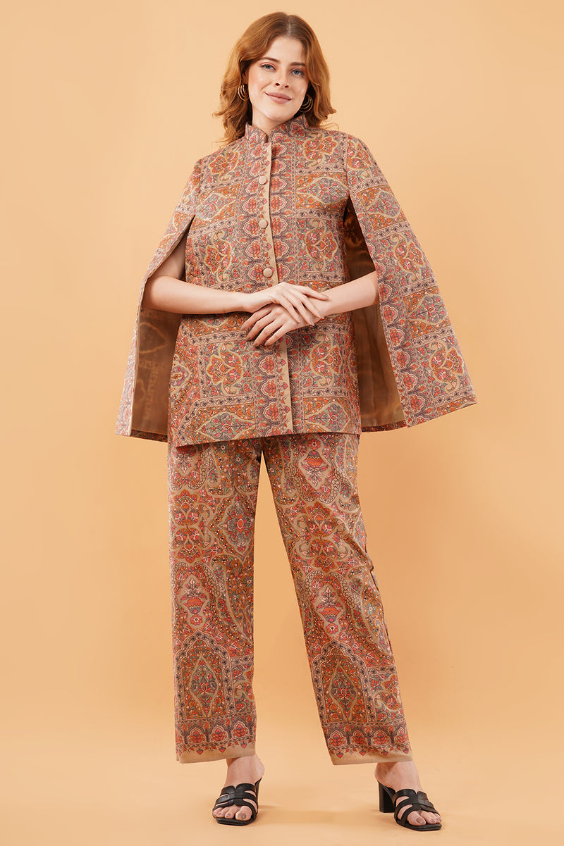 Beige jamawar co-ord set