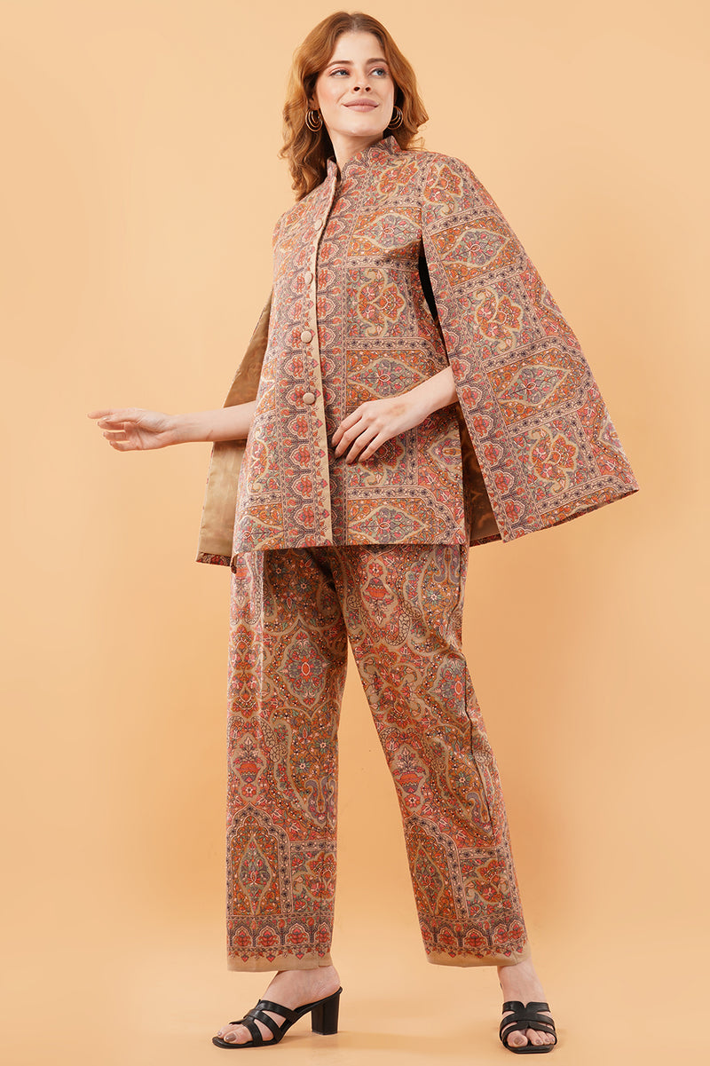 Beige jamawar co-ord set