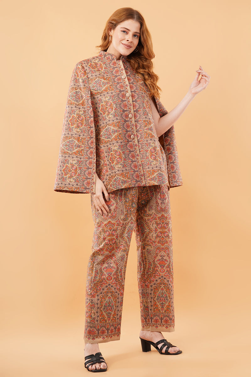 Beige jamawar co-ord set