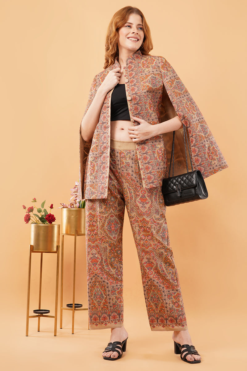 Beige jamawar co-ord set