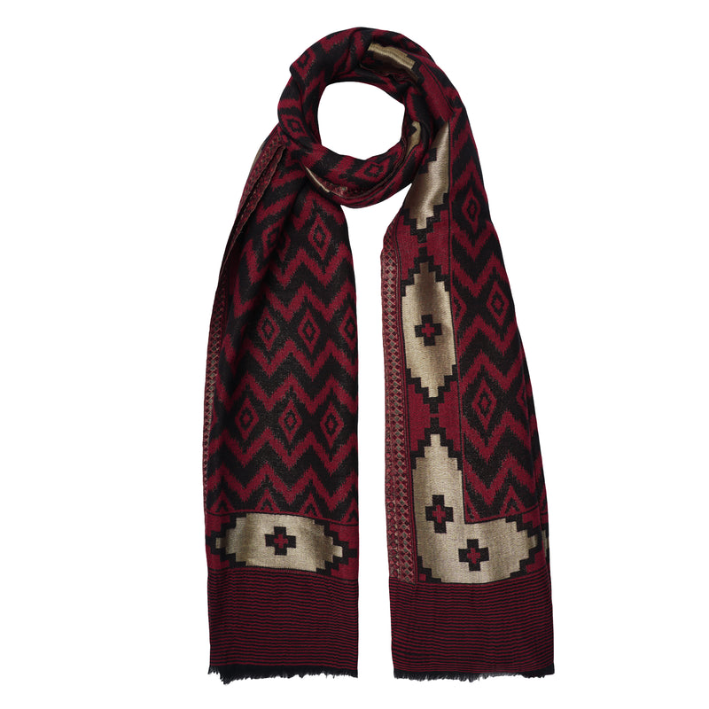 REVERSIBLE IKAT ZARI STOLE