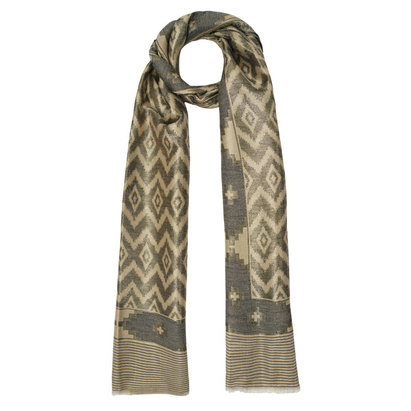 REVERSIBLE IKAT ZARI STOLE