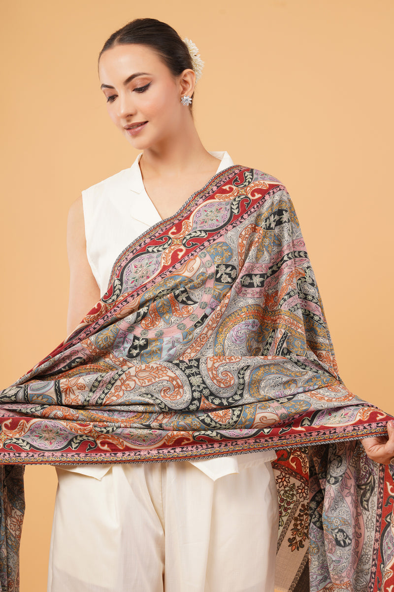 Heavy kalamkari embroidered shawl