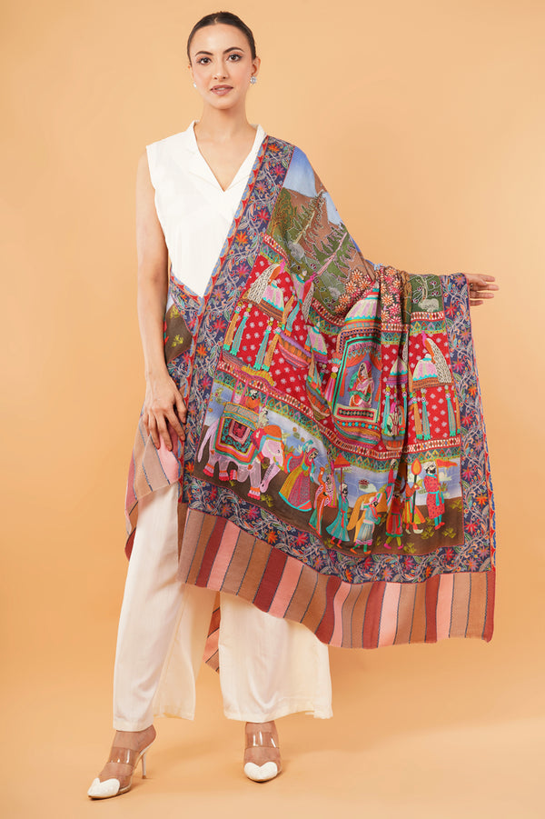 Kalamkari embroidery shawl