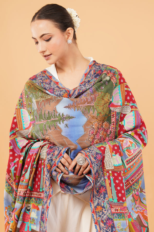 Kalamkari embroidery shawl