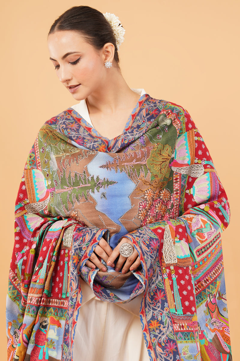 Kalamkari embroidery shawl