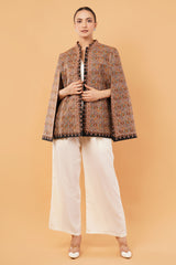 Check heavy embroidery Cape