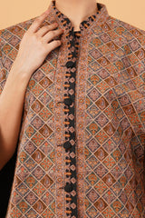 Check heavy embroidery Cape