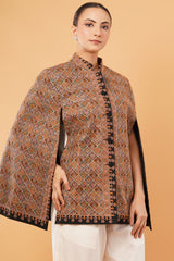 Check heavy embroidery Cape