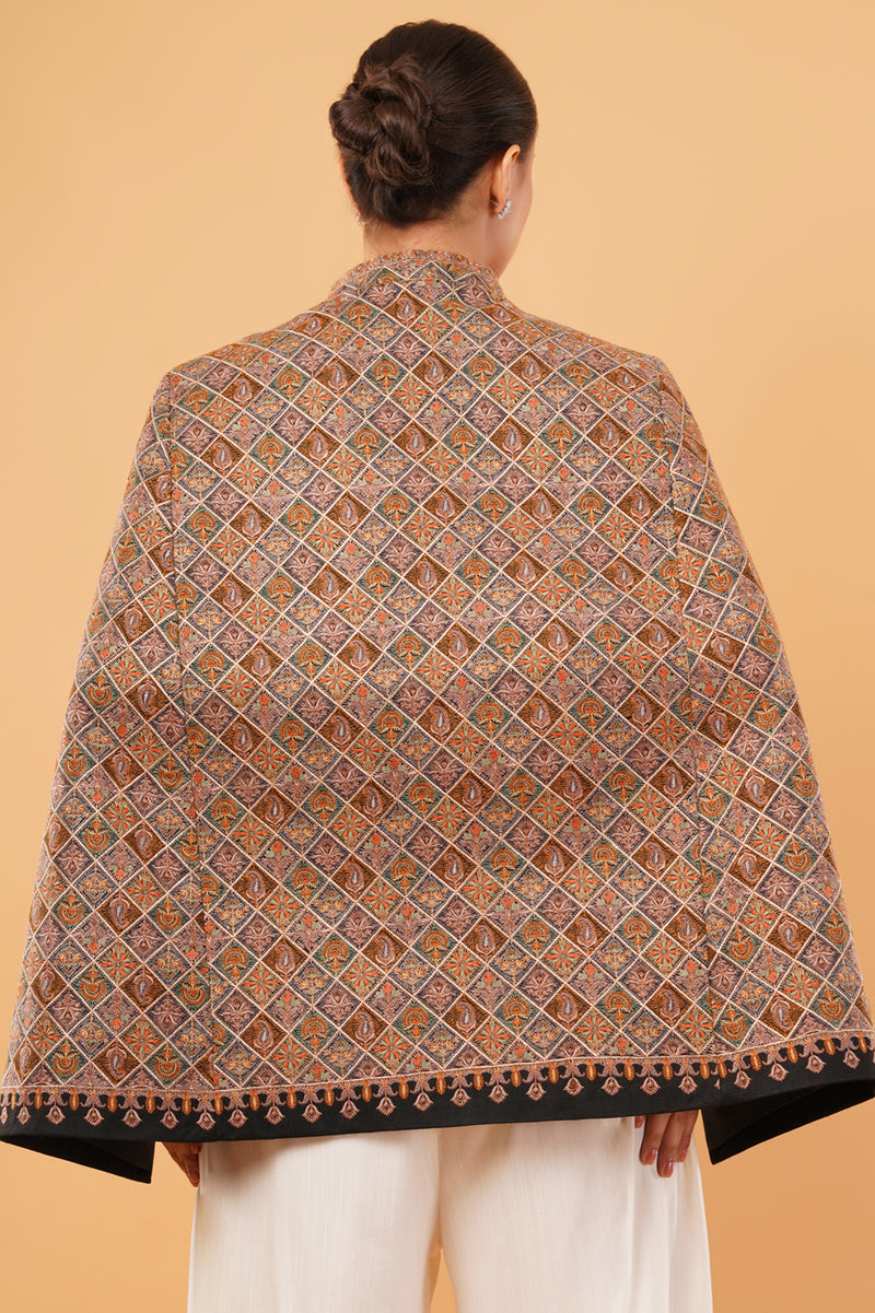 Check heavy embroidery Cape