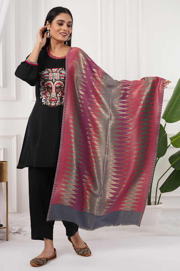 Multi Ikat Zari Stole