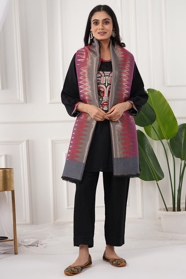 Multi Ikat Zari Stole