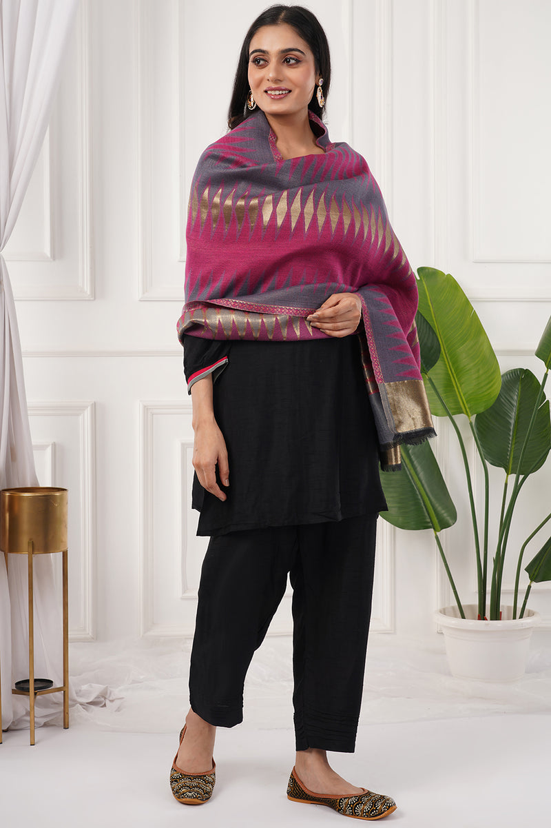 Multi Ikat Zari Stole