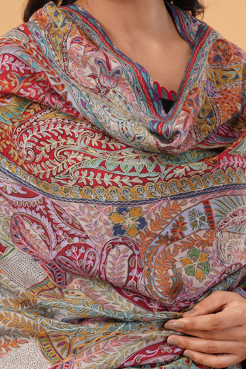 Kalamkari shawl with zari
