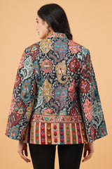Abstract kalamkari zari cape