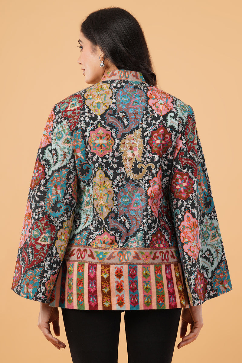 Abstract kalamkari zari cape