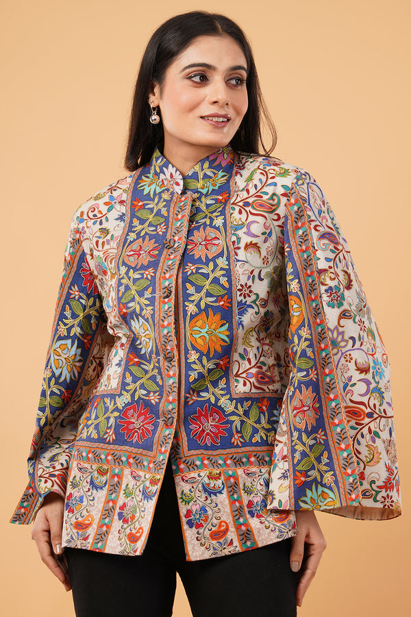 Kalamkari with zari maple cape
